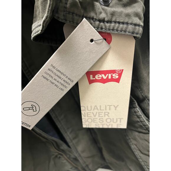 LEVI’S Sherpa MEDIUM Trucker Brown Military Jacket Removable Hood - Picture 2 of 13